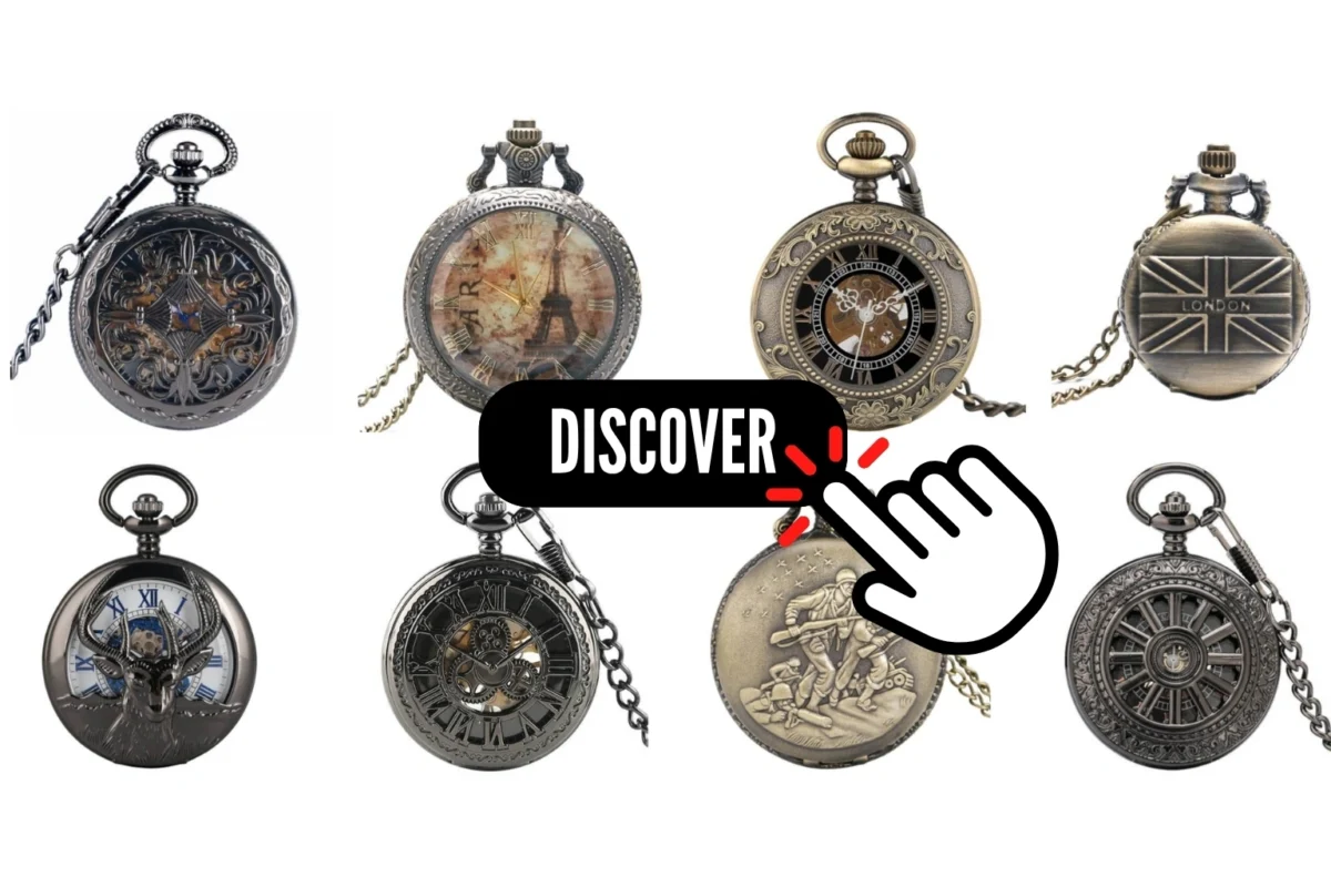 vintage pocket watch on wooden desk with elegant menswear accessories